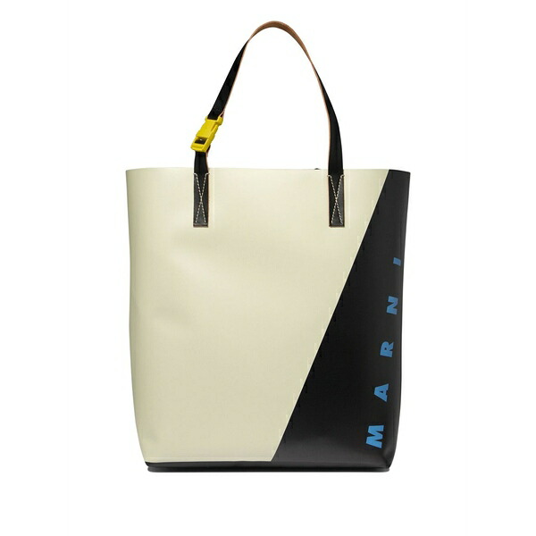 マルニ メンズ トートバッグ 御徒面子 Logo-print leather tote bag Neutrals