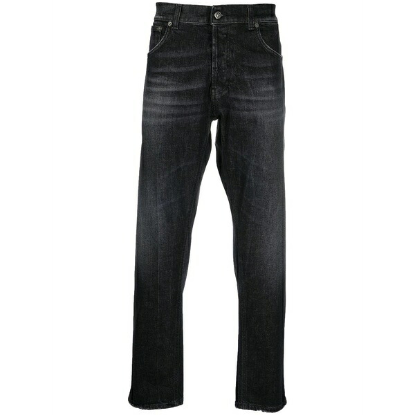 ドンダップ メンズ デニムパンツ ボトムス Low-rise straight-leg jeans Black