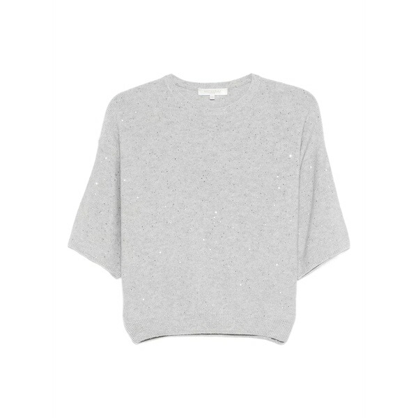 アントネリ レディース Tシャツ トップス Lucilla sequin top Grey|asty