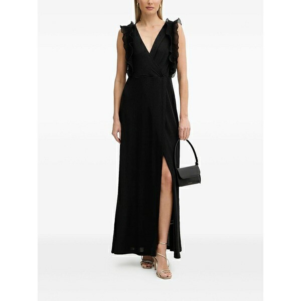 フラコミーナ レディース ワンピース トップス Ruffled v-neck maxi dress Black｜asty 29,452円