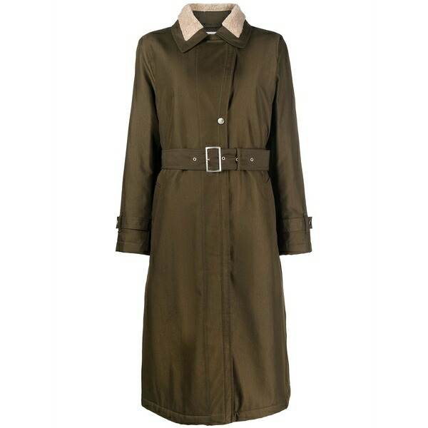 羊毛 分限者 レディース 厚地の外套 アウター Latimore belted coat  Green
