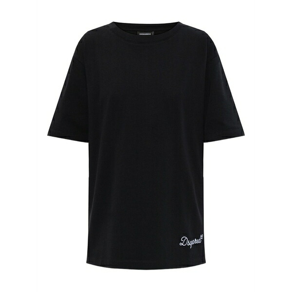 ディースクエアード レディース プルオーバー トップス Embroidery short-sleeve t-shirt Black