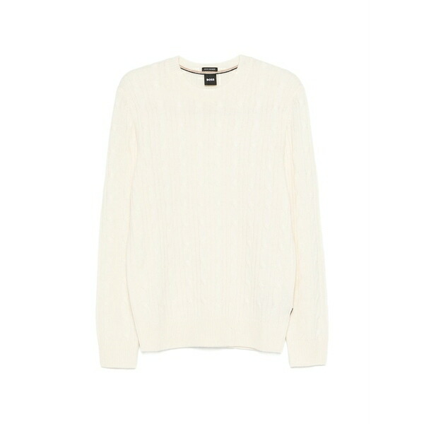 ボス メンズ ニット&セーター アウター Cable-knit crew-neck sweater Neutrals｜asty