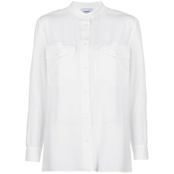 ドンダップ レディース シャツ トップス Double chest pocket oversized shirt White|asty