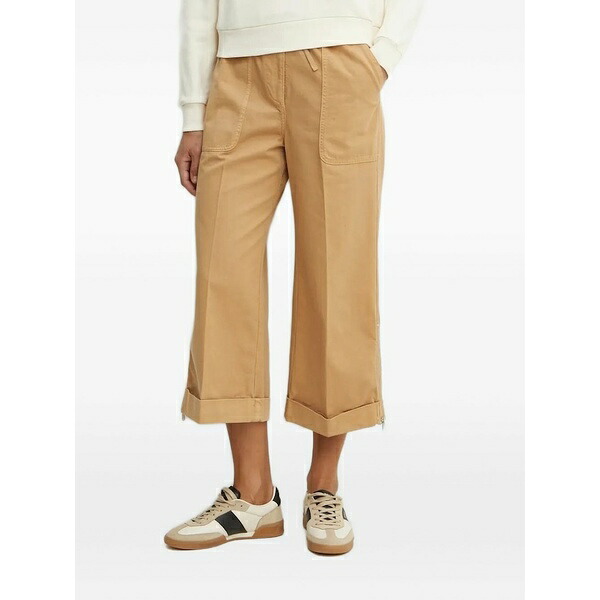 ピンコ レディース カジュアルパンツ ボトムス Zip-detail cotton trousers Brown｜asty
