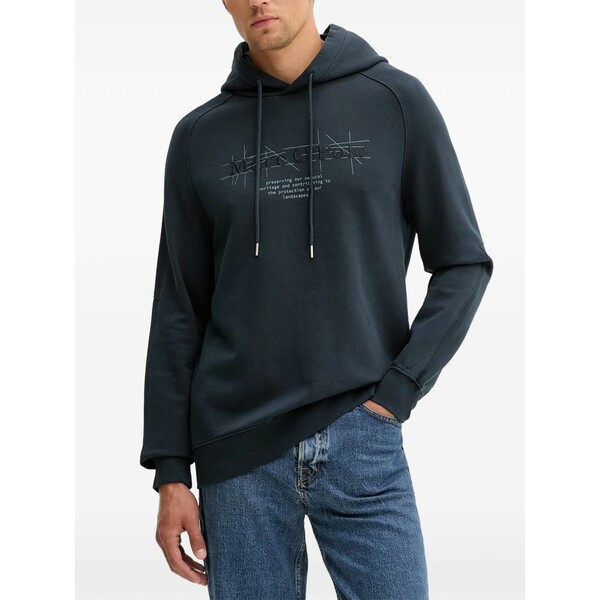 マルコポーロ メンズ パーカー・スウェットシャツ アウター Logo-embroidered hoodie Blue