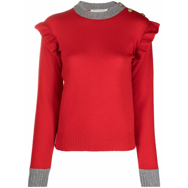 フィロソフィーデロレンゾセラフィーニ レディース ニット&セーター アウター Two-tone ruffled jumper Red｜asty