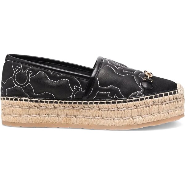 Ferragamo フェラガモ レディース スニーカー  【Ferragamo Gancini Logo-Embroidered Espadrilles Black (Women)】  サイズ US_5(22.0cm) Black