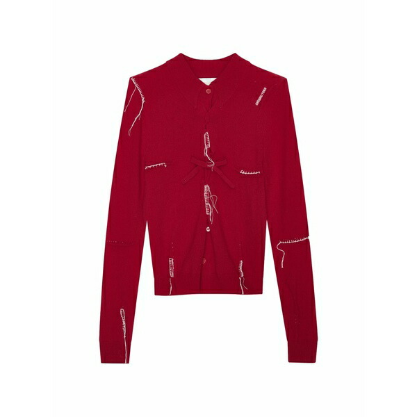 シュシュ/火箸 レディース ジレー アウター Crew-neck cardigan Red