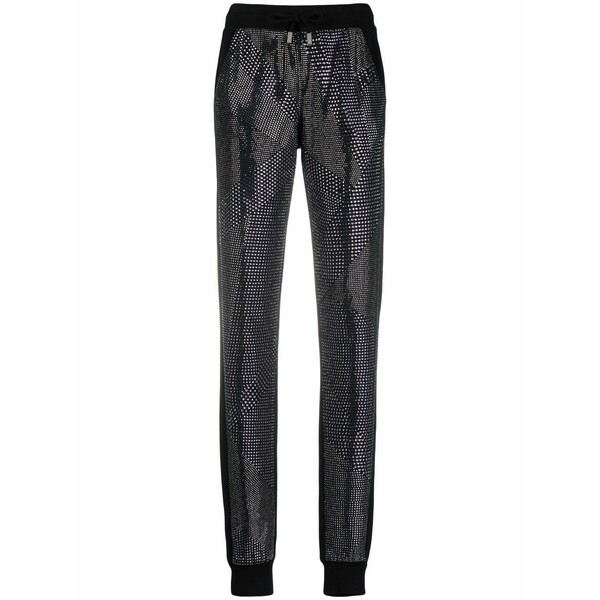 フィリッププレイン レディース カジュアルパンツ ボトムス Crystal slim-cut track pants Black|asty