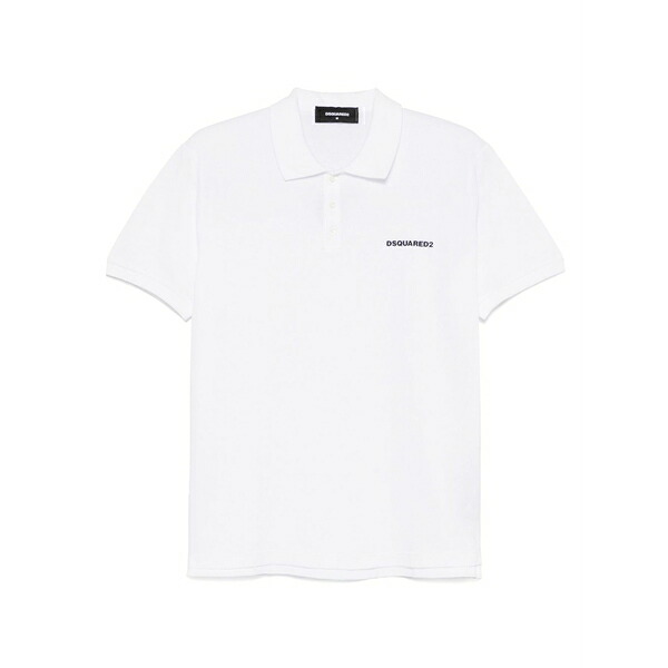 ディースクエアード メンズ スポーツシャツ トップス Logo-embroidered polo shirt White