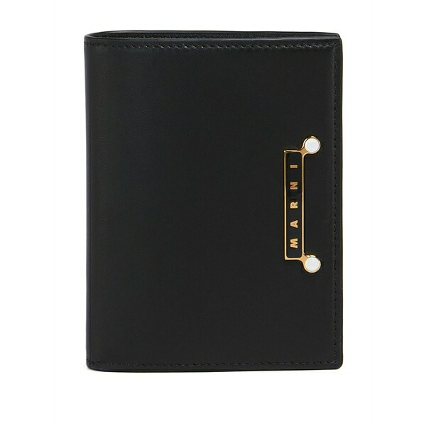 マルニ レディース 札入れ 佩び物 Leather bifold wallet Black