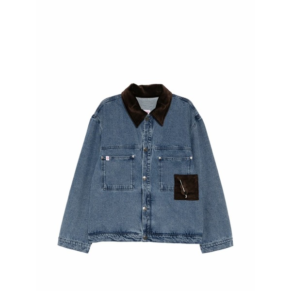 プリンスチャールズ島・ジェフリー レディース 上衣＆上衣 アウター Corduroy patched denim jacket Blue