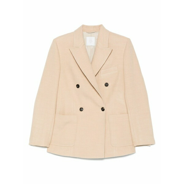 イレブンティ レディース 上衣＆上衣 アウター Double-breasted pocket blazer Neutrals