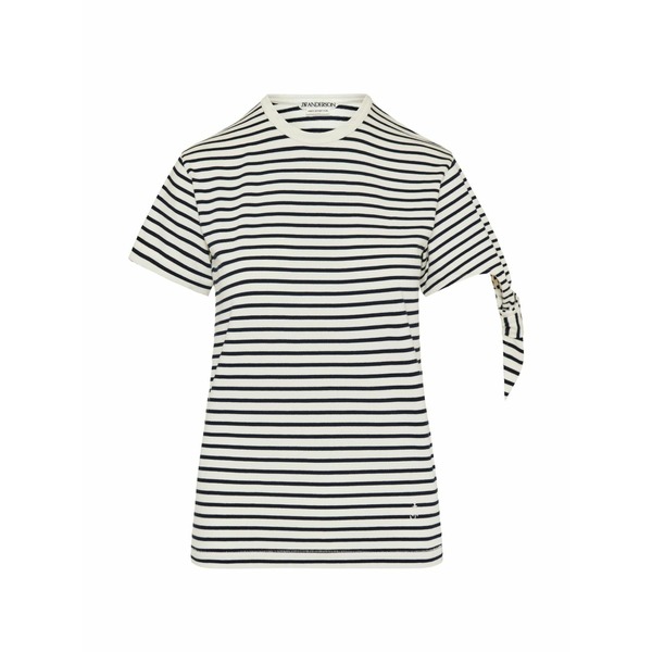 J.W.アンダーソン レディース ティーシャツ トップス Striped tie-sleeve t-shirt Neutrals レディースファッション-Tシャツ・カットソー