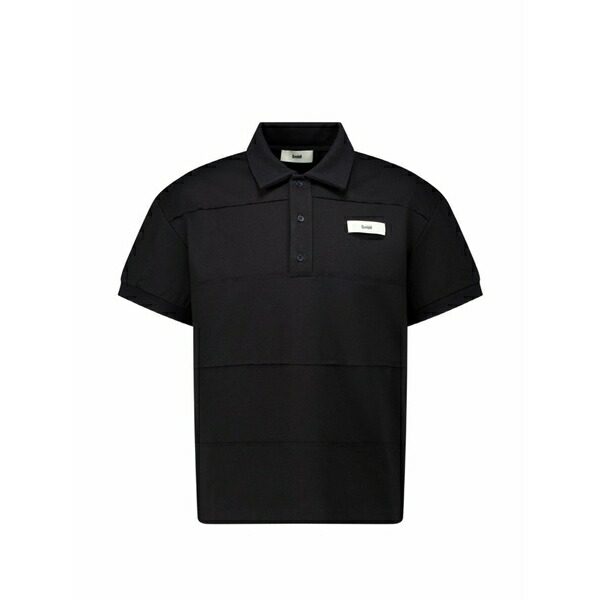 ゲーエムベーハー メンズ スポーツシャツ トップス Patchwork polo shirt Black