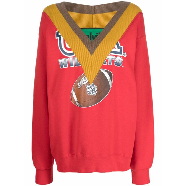 コルヴィル レディース 編み物\u0026プルオーバー アウター Graphic-print v-neck sweatshirt Red