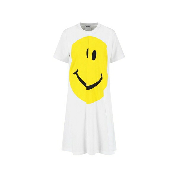 モスキーノ レディース ワンピース トップス Smiley print a-line midi dress White｜asty