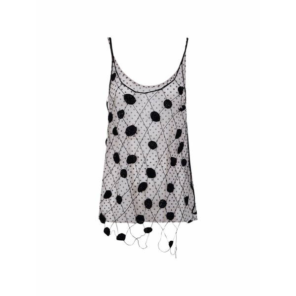 アヴィエイト レディース カットソー トップス Polka-dot lattice top White
