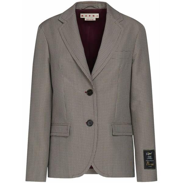 マルニ レディース 上衣＆上衣 アウター Houndstooth-pattern single-breasted blazer Grey