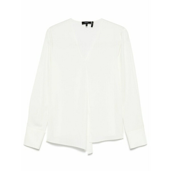 行動論理 レディース プルオーバー トップス Silk georgette blouse White