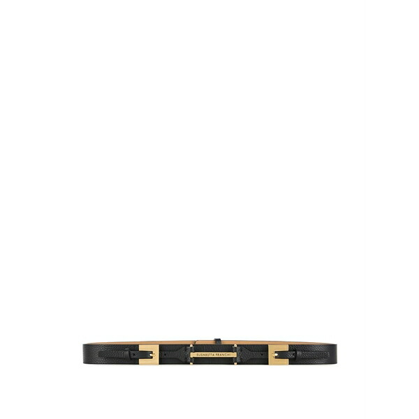 エリザベスフランキ レディース 三尺帯 付属物 Double buckle plate belt Black
