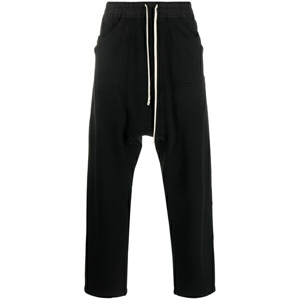 リックオウエンス メンズ 心地よいズボン下 ボトムス Drawstring-waistband drop-crotch trousers Black