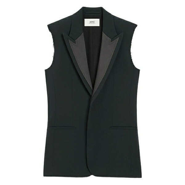意中の女 レディース 厚地の外套 アウター Wool sleeveless gilet Black