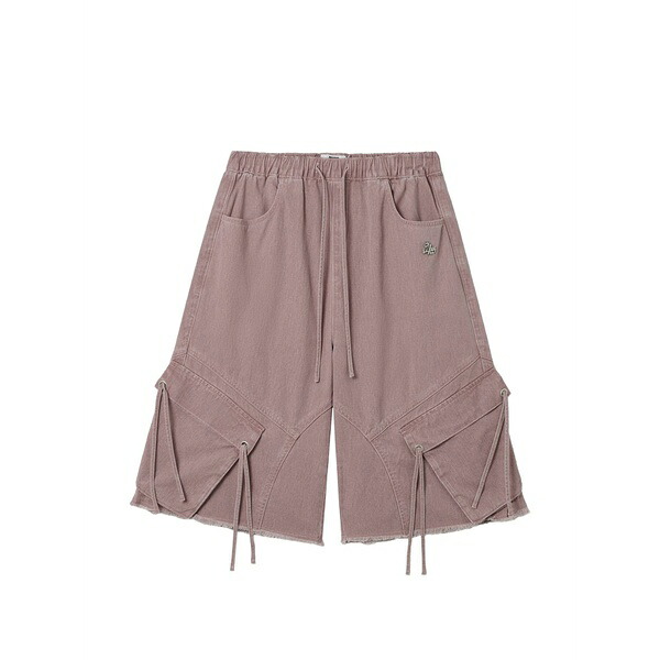 イズエ レディース 心地好いズボン下 ボトムス Frayed-details cotton cargo shorts Pink