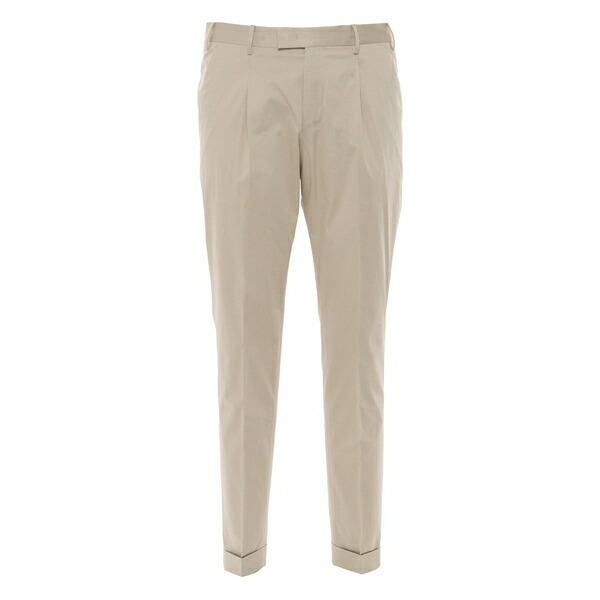 PTトリノ メンズ カジュアルパンツ ボトムス Plea-detailing turn-up trousers Neutrals|asty