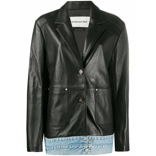 アンダーソン 呼びりん レディース 上衣＆上衣 アウター Molly denim layered leather jacket Black