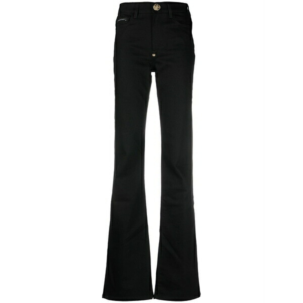 フィリッププレイン レディース デニムパンツ ボトムス High-waisted flared jeans Black|asty