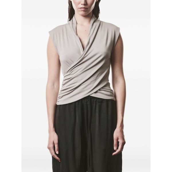 トム・Cr レディース プルオーバー トップス Surplice sleeveless t-shirt Neutrals