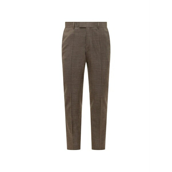 元締め メンズ 心地好いズボン下 ボトムス Slim-fit tailored trousers Brown