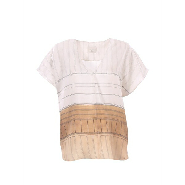 アリジ レディース プルオーバー トップス V-neck striped blouse Pink