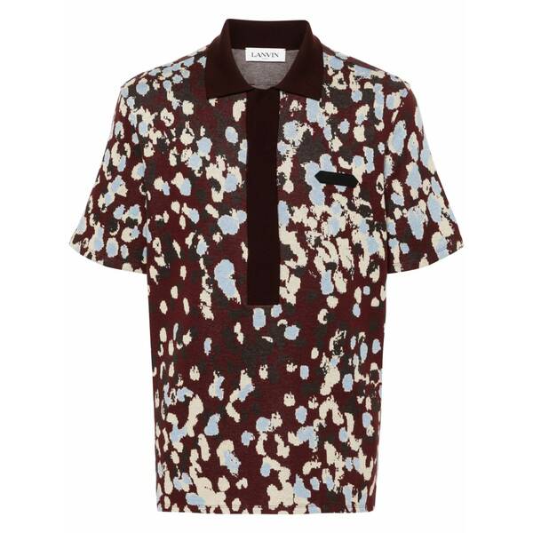 ランバン メンズ スポーツシャツ トップス Patterned-jacquard cotton polo shirt Red