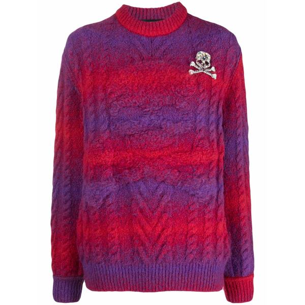 フィリップ飾り気の無い レディース 編み物\u0026スウェーター アウター Two-tone knitted jumper Red