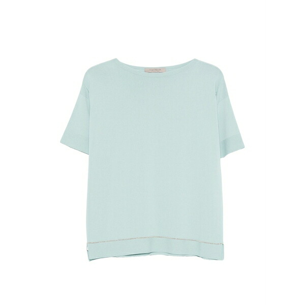 ディー・エクステリア レディース プルオーバー トップス Embellished short-sleeve top Blue