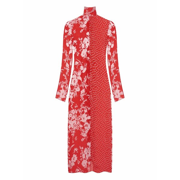 マリーン セル レディース ワンピース トップス Floral-polka dot print maxi dress Red｜asty