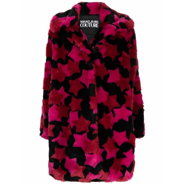 呼びりん探し回る レディース 厚地の外套 アウター Star-print button-up coat Pink
