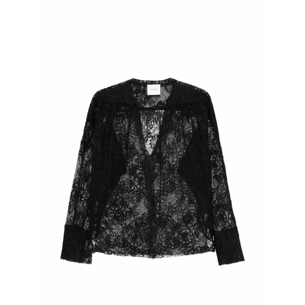 素っぽんぽん レディース プルオーバー トップス Lace blouse Black