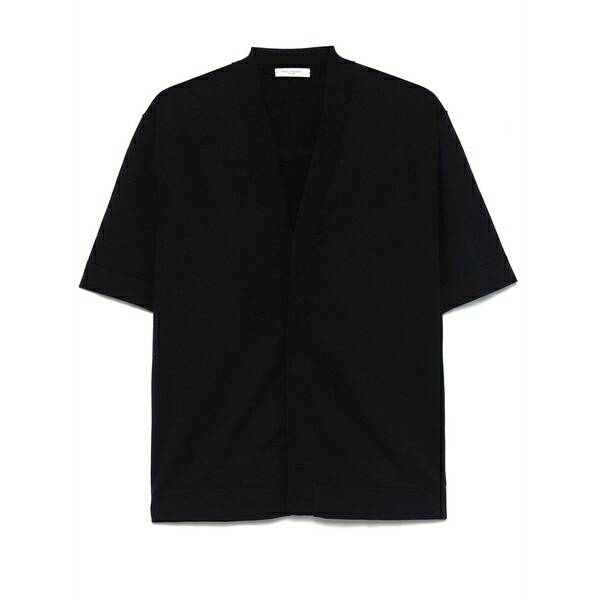 パウロペコラ メンズ カーディガン アウター Cotton short-sleeve cardigan Blue|asty