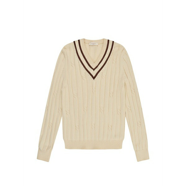 投げること御召しもの レディース 編み物\u0026プルオーバー アウター Braided v-neck sweater Neutrals
