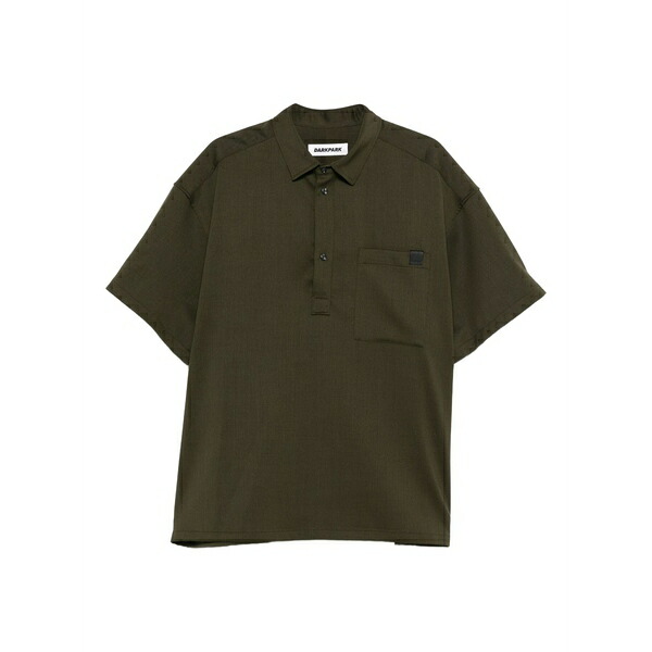 靉靆たる運動場 メンズ スポーツシャツ トップス Patch-pocket short-sleeve polo shirt Green