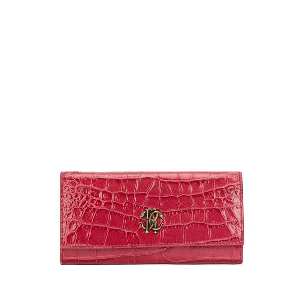 ロベルトカヴァリ レディース 財布 アクセサリー Crocodile-effect logo wallet Pink|asty