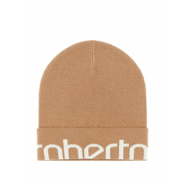ロベルトカヴァリ レディース 鳥打ち帽 付属物 Wool-blend logo beanie Brown