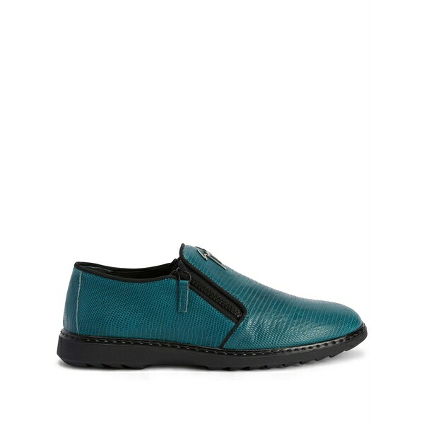 ジュゼッペザノッティ メンズ スリッポン・ローファー シューズ Snake-skin effect leather loafers Blue