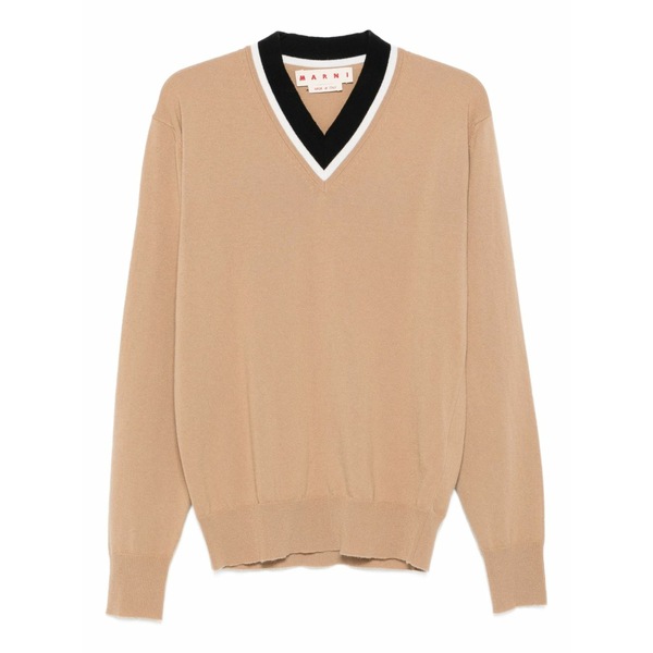 マルニ メンズ 編み物\u0026ティーシャツ アウター V-neck wool sweater Neutrals