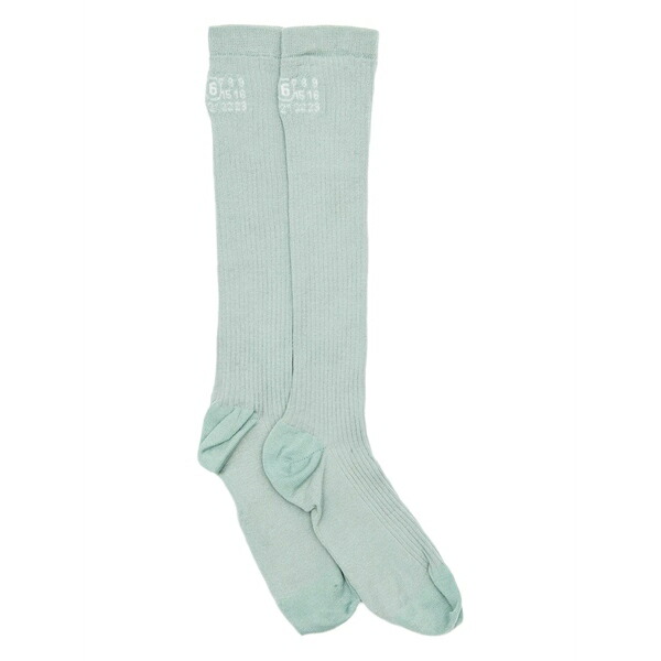 マルタンマルジェラ メンズ ソックス アンダー御召しもの Numeric logo ribbed socks Green