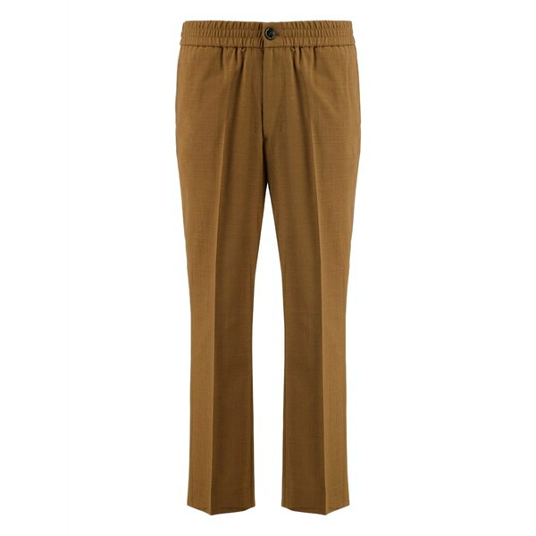 アミ メンズ カジュアルパンツ ボトムス Elasticated-waist wool trousers Brown|asty